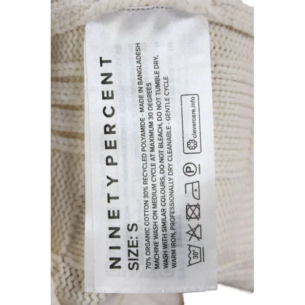 Ninety Percent Womens Cotton Sleeveless V-neck Knitted Sweater Vest Cream Size S